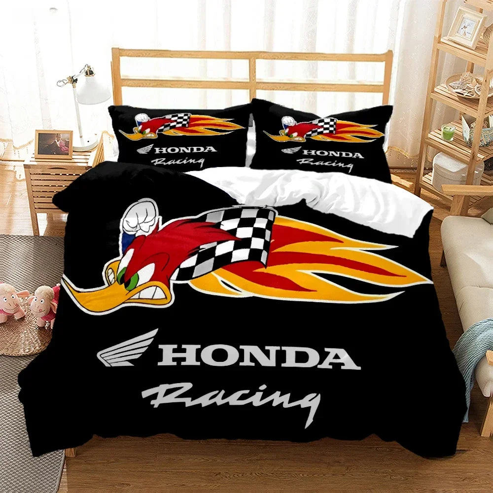 HRC-HONDA Motorcycle logo Duvet Cover Comforter Bedding sets Soft Quilt Cover and Pillowcases for Teens Single/Double/Queen/King