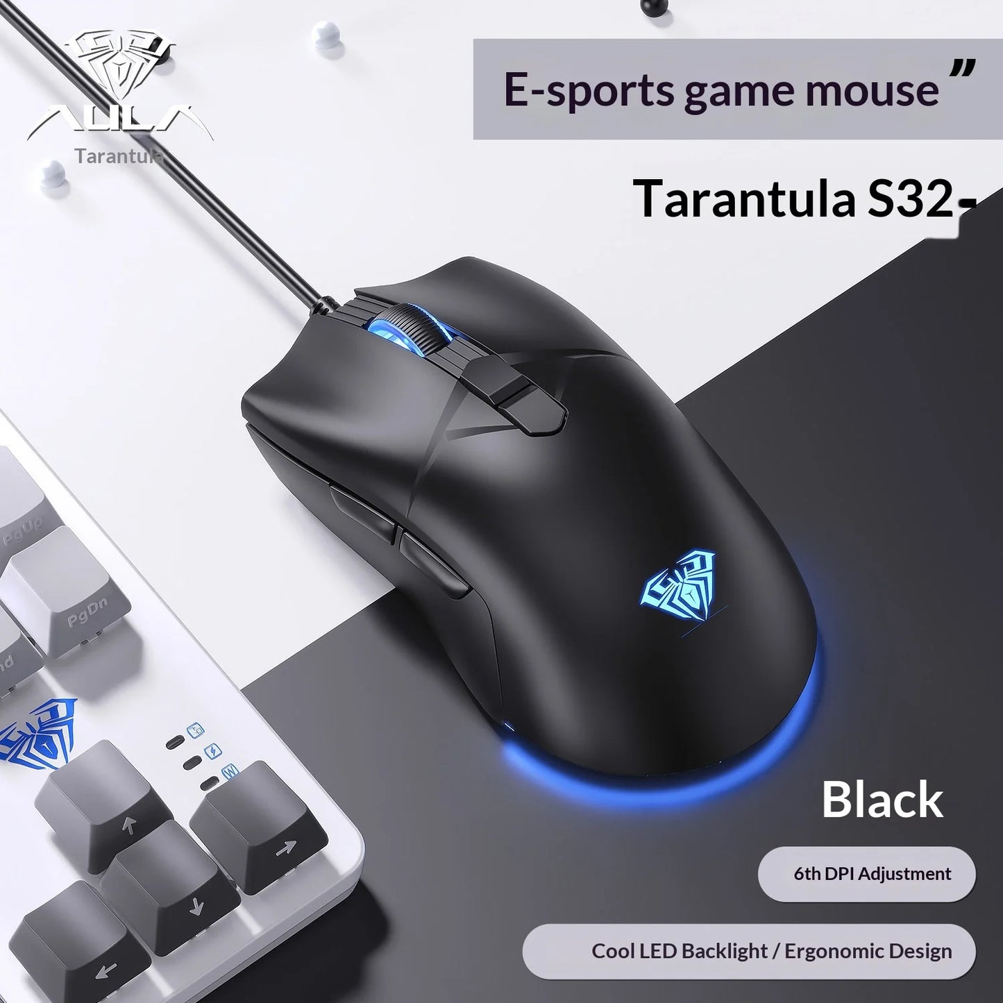 Gaming Mouse S32 Wired Ergonomic Design Rgb Backlit Universal For Laptop Desktop Pc Office Computer Peripheral