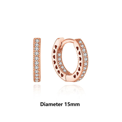 New 2026 Original 925 Sterling Silver Earrings For Women Piercing Hoop Love Heart Earings Rose Gold Wedding Gift Luxury Jewelry