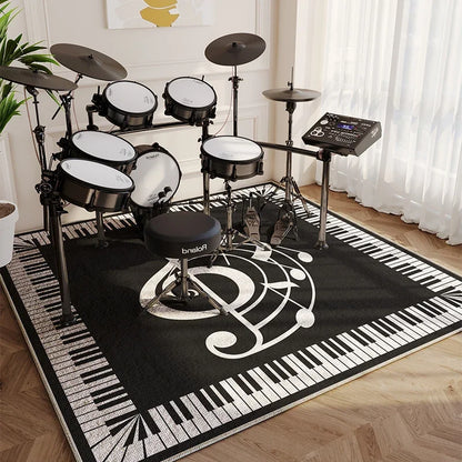 Modern Living Room Rug Home Decor Fashion Luxury Drum Abstract Music Symbol Black White Plaid Large Area Bedroom Decor Rugs