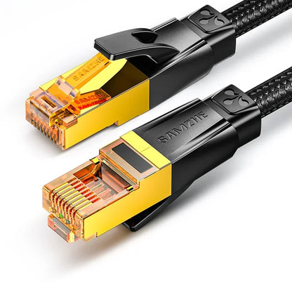 SAMZHE Cat7 10Gbps Ethernet Cable Cotton Braided Network Lan Cord for Modem Laptops PS5 4 Router 1m 5m 10m RJ45 Cable Ethernet
