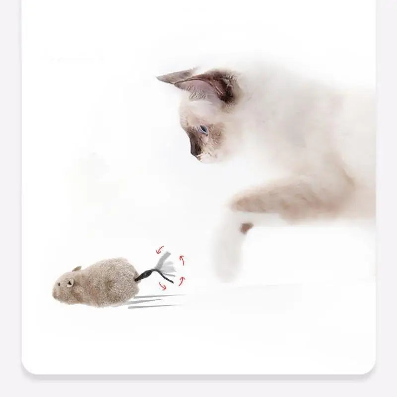Pet Toy Funny Lifelike Plush Mouse Running Rat Toy for Cats Dogs Tail Mouse Pets Kids Random Color
