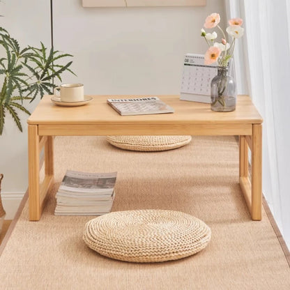 Modern Rattan Bed Desk with Storage Low Style Window Seat Study Multifunctional Sofa Stand for Laptop Coffee Table