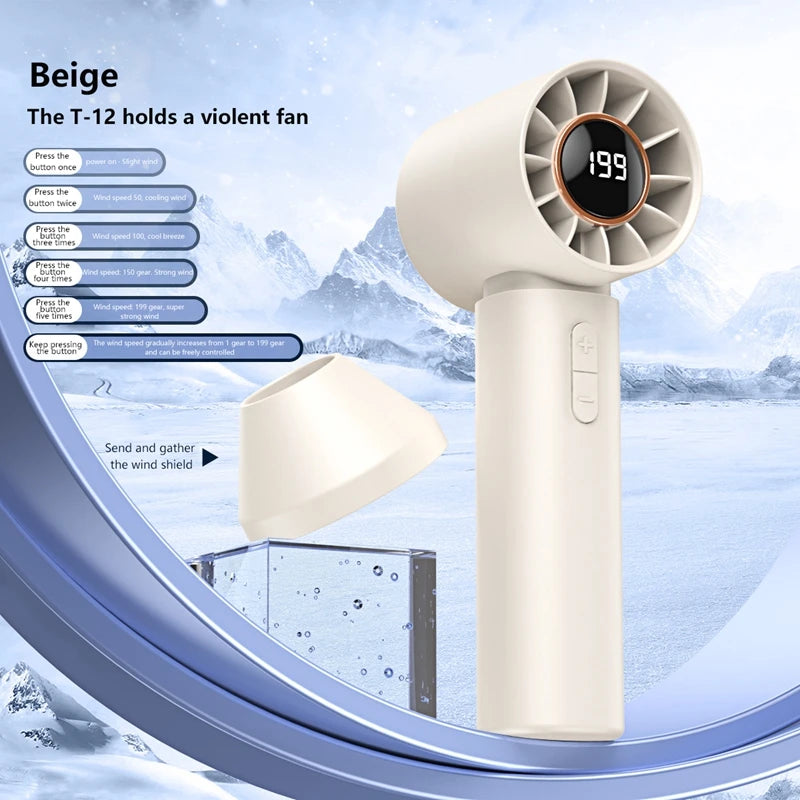Lenovo 6000mah Handheld Cool Fan LED Digital Display Electric Hand Fans Ice Compress High-Speed Cool USB Rechargeable2026