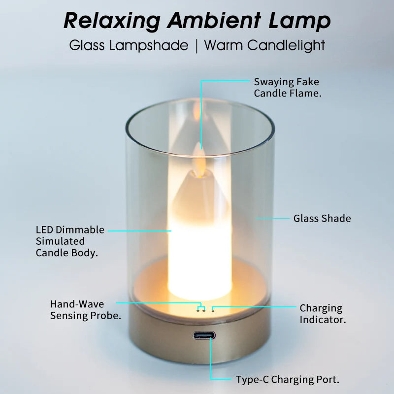 LED Candles Light Rechargeable Motion Sensor Dimmable Flameless Electric Candles Night Light Wedding Party Christmas Decor gift