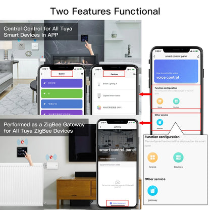Tuya/Smart Life Home Multi-Functional Touch Screen Control Panel 4 inches Central for Intelligent Scenes Devices With ZigBee Hub