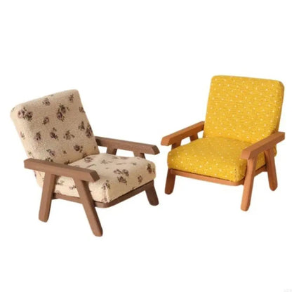 Living Room Sofa 1/12 Scale Wooden Base Cloth Covered Mini Furniture for Doll House Accessories and Collectibles A2UB