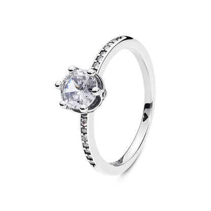 925 Sterling Silver Rings For Women Original Crown Love Heart Wishbone Engagement Wedding Rose Gold Crystal Ring Luxury Jewelry