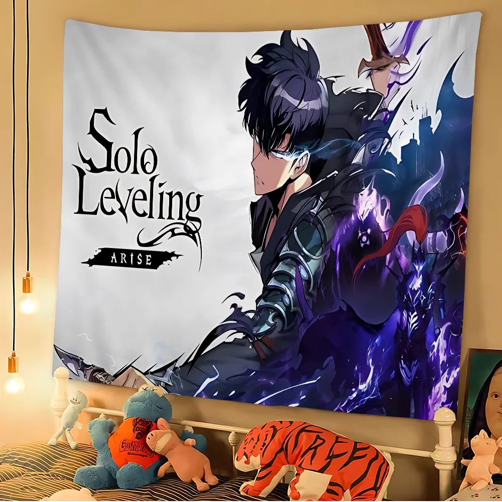 Solo Leveling Anime Cartoon Tapestry Art Science Fiction Room Home Decor Wall Hanging Home Decor