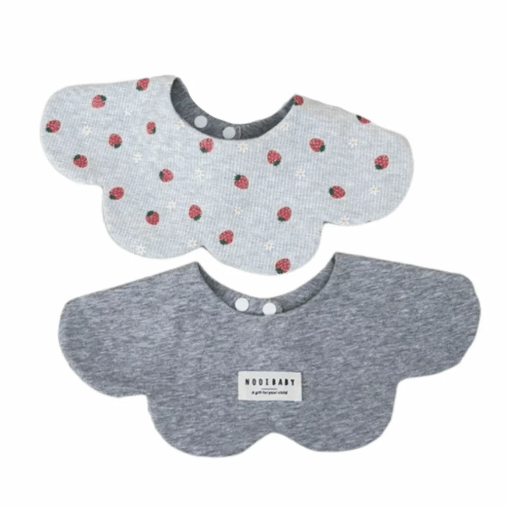 Easy To Wear Cartoon Baby Feeding Bib Two-sided Usable Cotton Baby Drool Bib Absorbent Washable Cute Saliva Towel Newborn Care