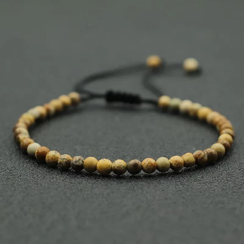 Fashion 4mm Natural Stone Bracelet Men Women Handmade Braided Adjustable Braclet Small Tiger Eyes Howlite Agates Beads Braslet