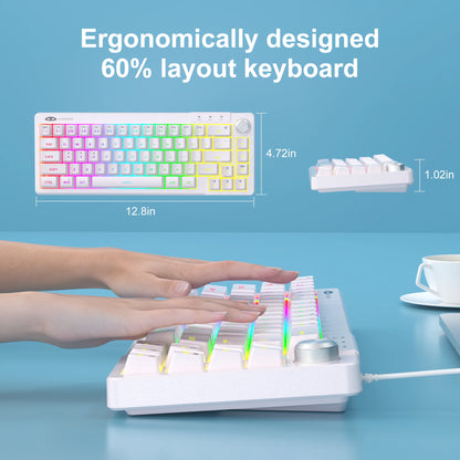 MageGee TS68 Mini 60% RGB Gaming Keyboard 68 Keys Wired RGB Gaming Keyboard with Customized