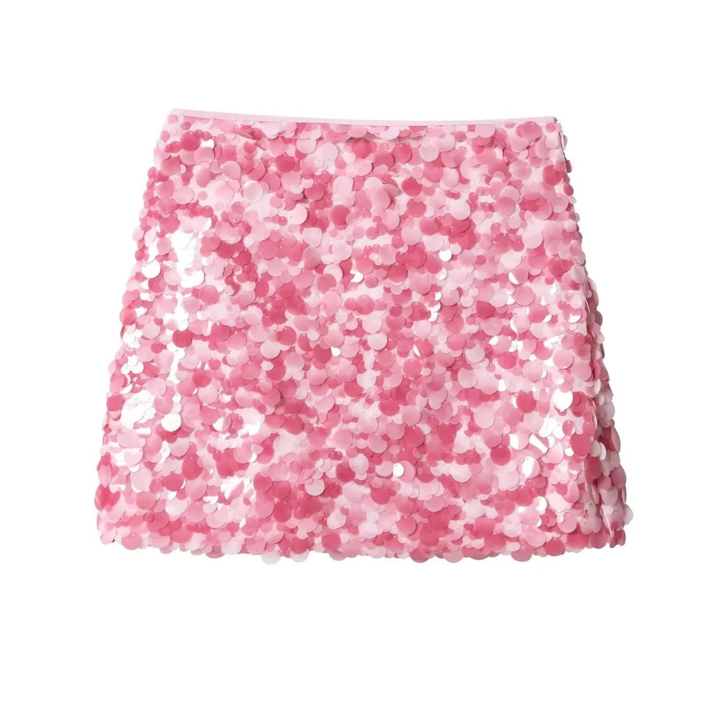 HH Women Fashion Shinny Sequin Mini Skirts Side Zipper High Waist A Line Skirt Summer Woman Elegant Club Party Sexy Lady Skirts