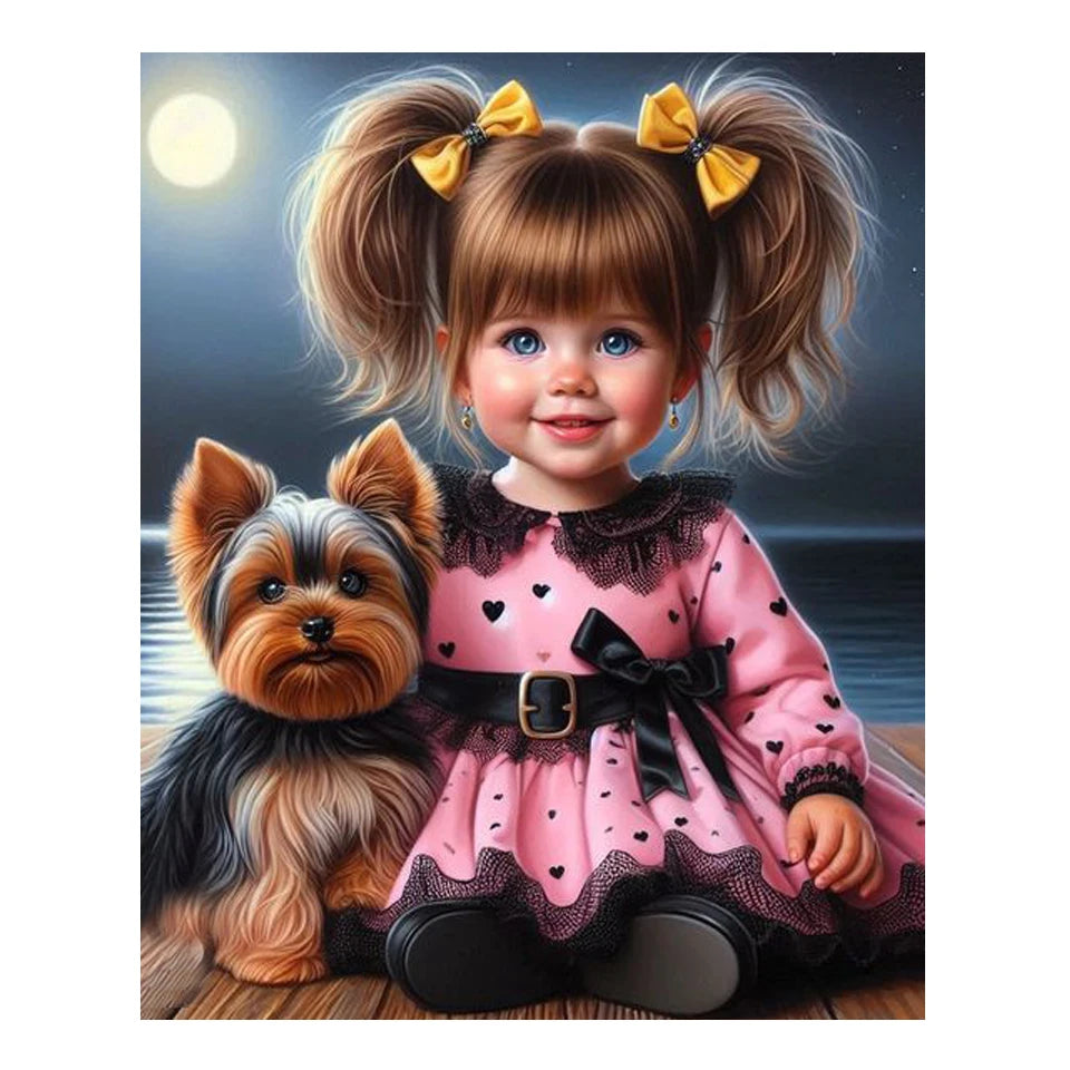 DIY Diamond Painting New 2024 Cross stitch Girl and Dog Mosaic Rhinestone Embroidery Kit Home Wall Decor Gift