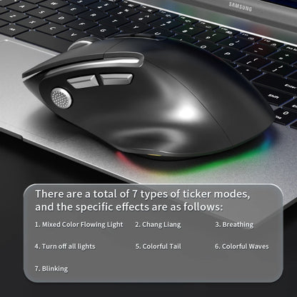 Lenovo 3 Mode Wireless Mouse Bluetooth 5.3+2.4G+Wired Ergonomic RGB Gaming Mouse with Macro Keys Rechargeable for Office Gaming