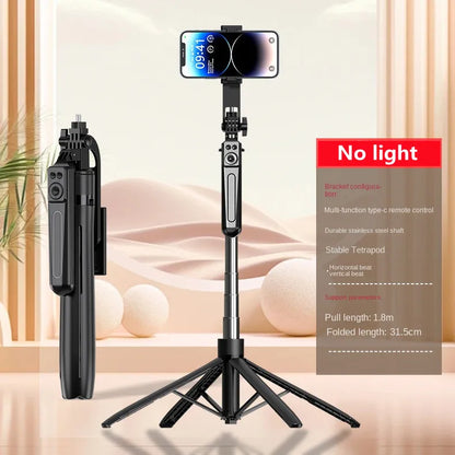 Portable camera tripod with wireless remote control and 360 ° rotation for video recording, video recording, and live streaming
