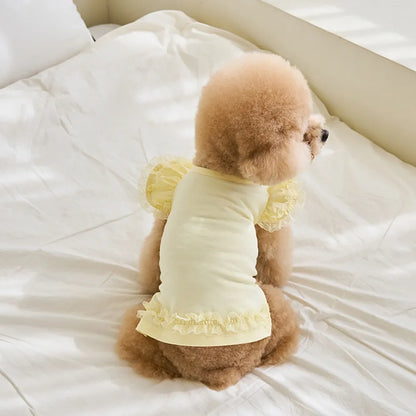 Pet Supplies Lace Pet Summer Vest Soft Flying Sleeve Cat Base Skirt Breathable Dog Clothes Puppy
