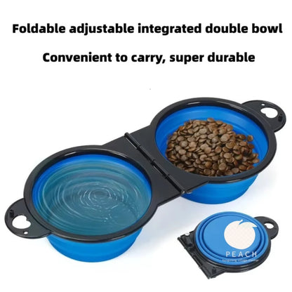 Portable Foldable 2-in-1 Dual Bowl for Dogs & Cats – Travel Food & Water Bowl, Outdoor Pet Must-Have