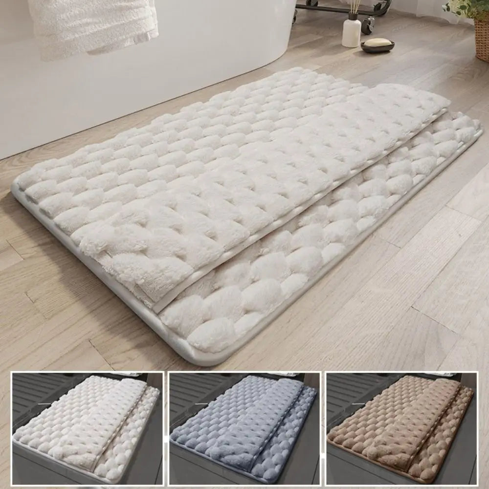 Practical Anti-slip Bath Mat Soft Washable Bathroom Floor Mat Household Water Absorption Floor Rug Bathroom Decor