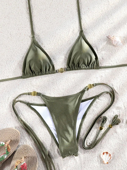 ZRTAK Triangle Bikini Micro Thongs Swimsuit Women Two Piece Suit Swimwear Bandage Bathing Suit Sexy Biquini Brazilian Beachwear