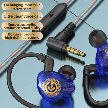 Music Earphones 3.5mm Wired Earphone Elbow in-Ear Wired Headset HiFi Stereo Round Head Earpiece Headset Sport