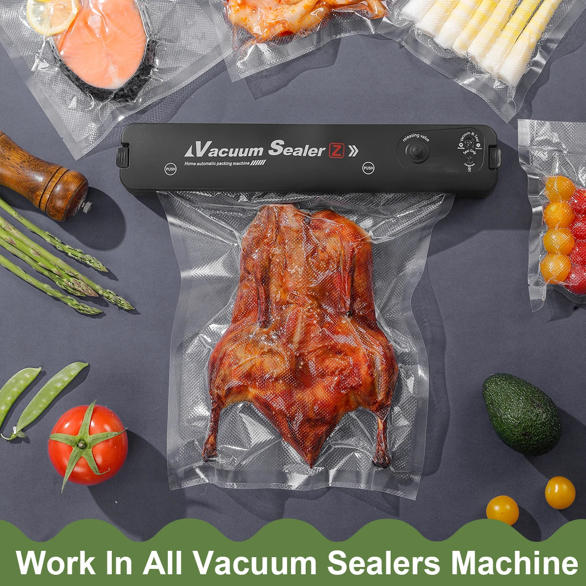50pcs Vacuum Sealer Bags, Food Storage Pouches, Freshness Preservation for Kitchen, For Vacuum Sealer Machine Accessories