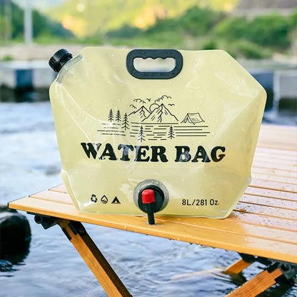 Outdoor Hiking Camping Water Bag with Faucet Camping Supplies Folding Water Bucket Bag 8L Large Capacity Portable