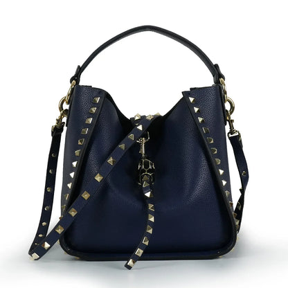 Hot Sale Women's Bucket Bag High Quality Genuine Leather Handbags Ladies Fashion Rivet Shoulder Bag Female Casual Tote 2026