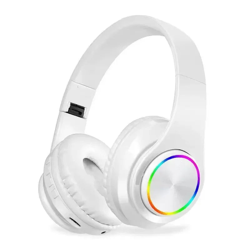 Wireless Over Ear Headphones - Active Noise Canceling, Deep Bass, LED Light, Portable Folding Design for Music, Sports & Games