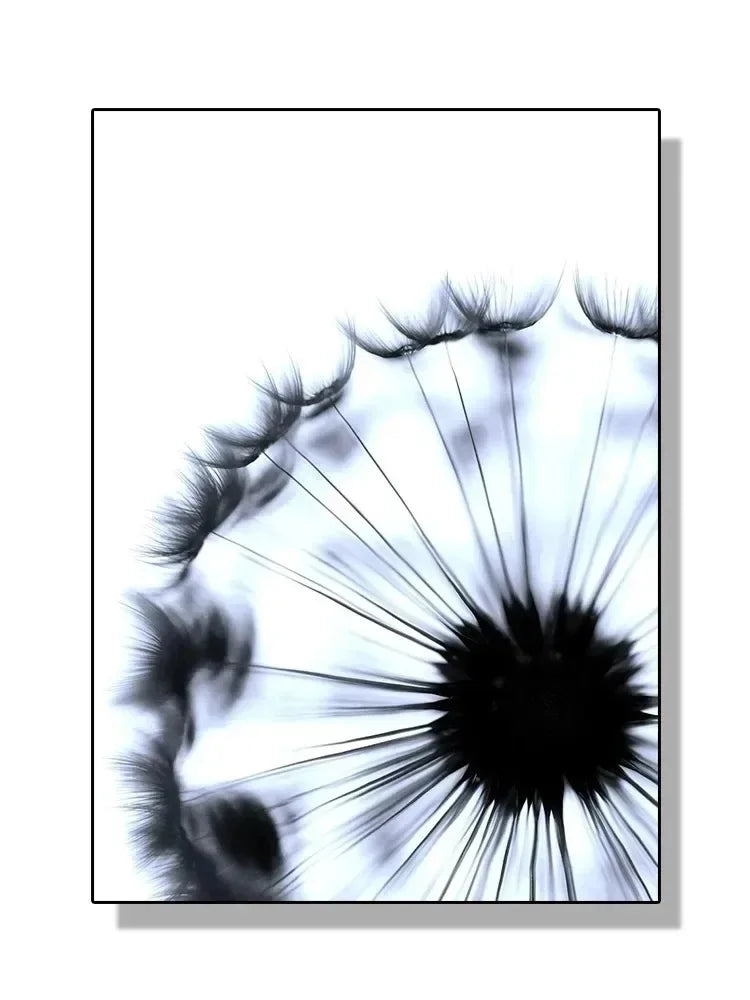Modern Black and White Plant Dandelion Wall Art Minimalist Print Canvas Painting Posters for Living Room Modern Home Decor