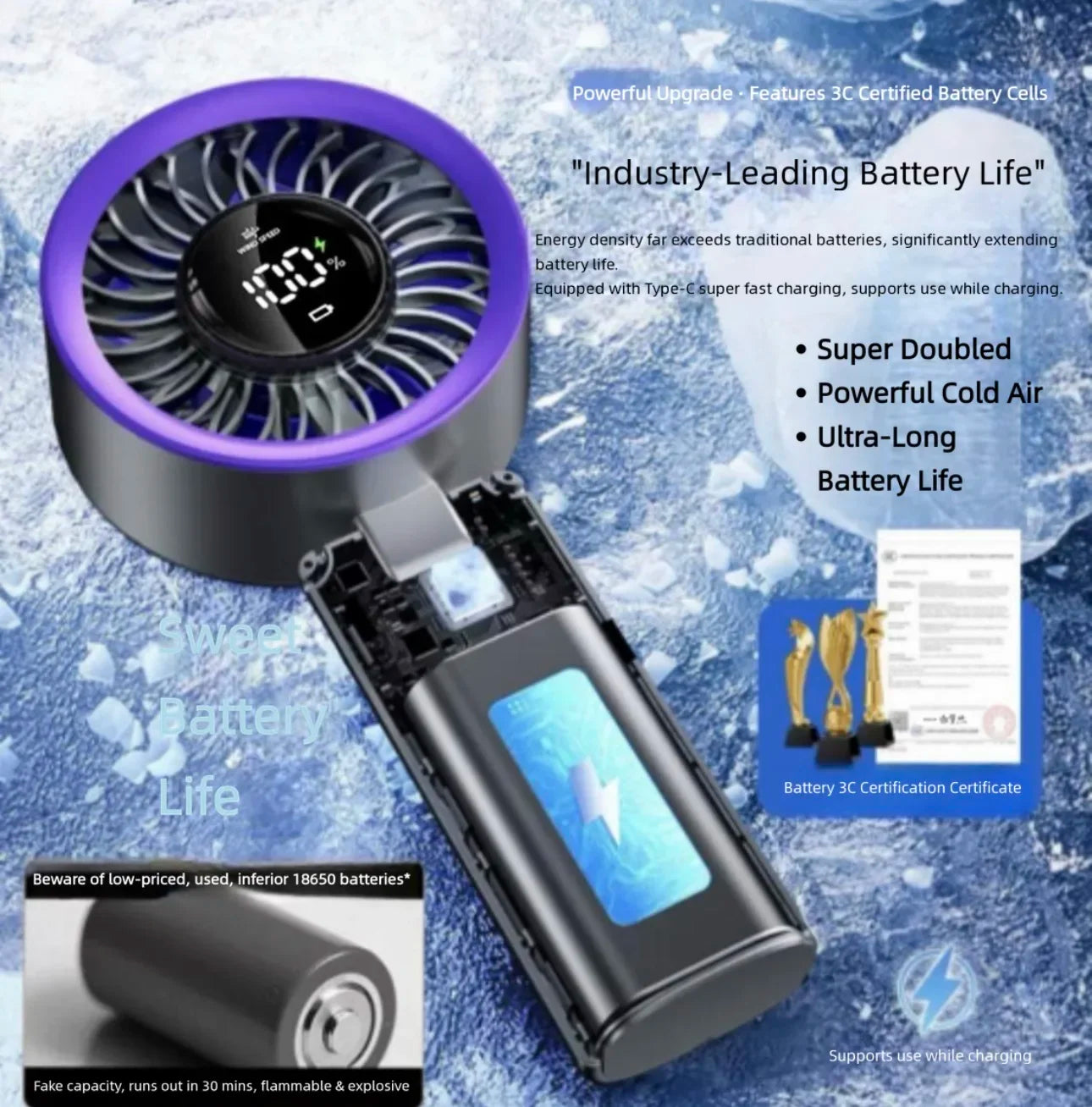Portable Handheld Fan Foldable Handheld Fan Personal Cooling Ultra Compact Lightweight for Outdoor, Office