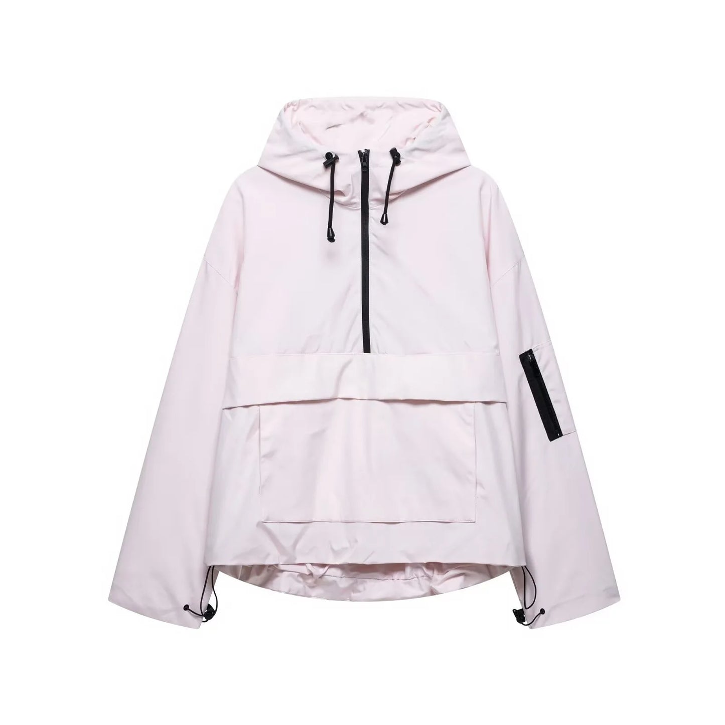 Fashion Casual Loose Hooded Jacket Women Solid Color Long Sleeve Windproof Breathable Zipper Jackets Coat Tops Female Streetwear