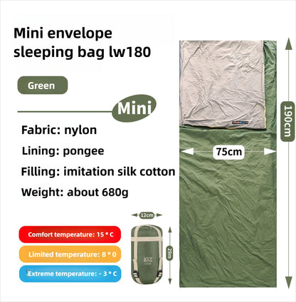 Mini Adult Sleeping Bag Travel Mountaineering Outdoor Camping Down Cotton Dirty Sleeping Bag Machine Washable Splicing