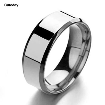 Punk Stainless Steel Women Men Rings Smooth Finger Rings For Lovers Dropshipping Wholesale