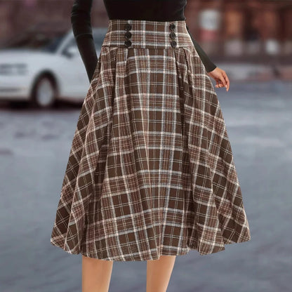 Plaid Women Maxi Skirt Vintage Summer High Waist A Line Victorian Long Skirt Steampunk Gothic Ruffled Hem Pleated Party Skirts