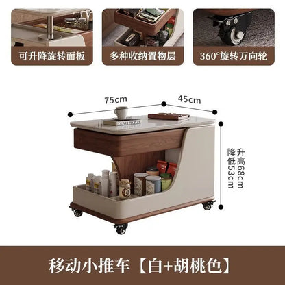 Coffee table liftable rock slab side table living room sofa side cabinet movable cart multi-function movable lifting coffee tabl