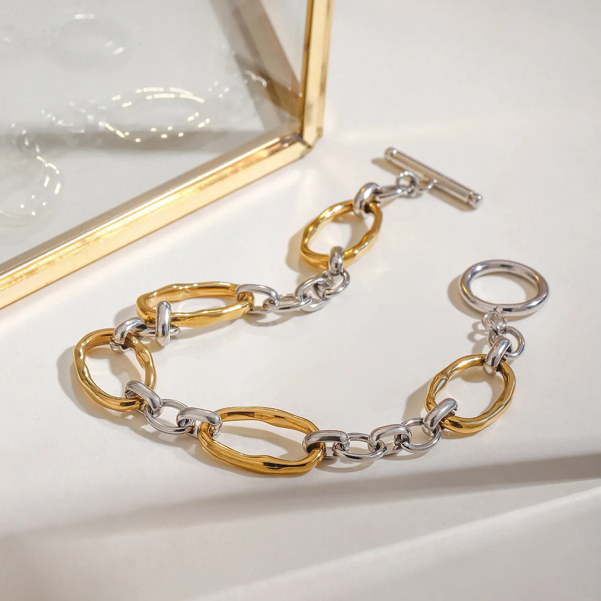 Yori Minimalist Stainless Steel Geometric Chic Bracelet Waterproof Metal 18K Gold Plated Simple Daily High Quality Jewelry Gift