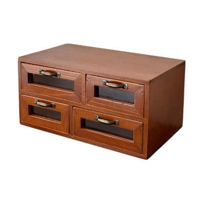 Desk Organizer Box with Drawers Wooden Desktop Organizer for Keys Cosmetics Jewelry and Office Supplies Drawer Cabinet