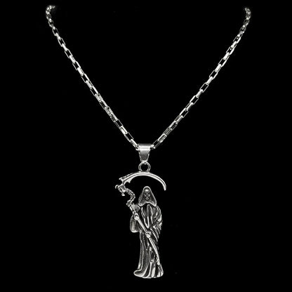 Holy Saint Death Santa Muerte Grim Reaper Necklace for Men Stainless Steel Silver Color Male Chain Necklaces Jewelry Gift