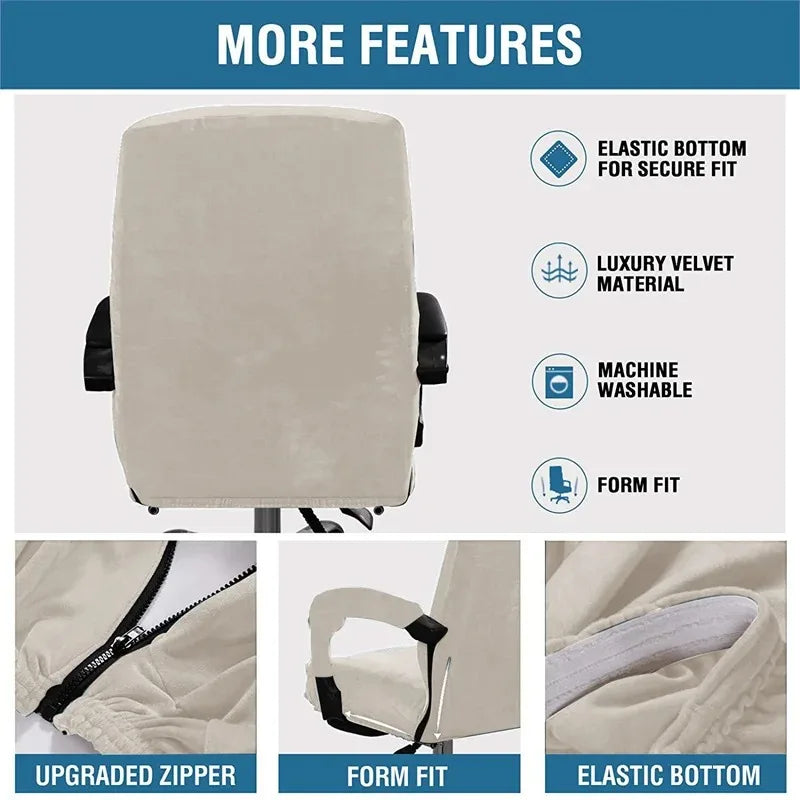 3Pcs/set Office with Armrest Gaming Chair Cover, Velvet Thickened Non-slip Waterproof, Removable Computer Chair Cover