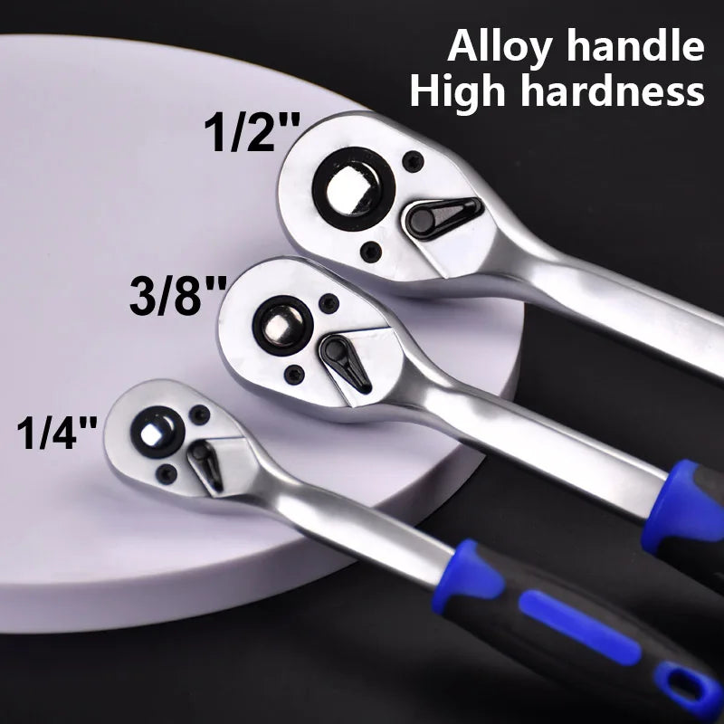 72 Tooth Ratchet Wrench with Quick Release 1/4" 3/8" 1/2" Drive Ratchet Socket Wrench Auto Motorcycle Mechanic Repair Hand Tool