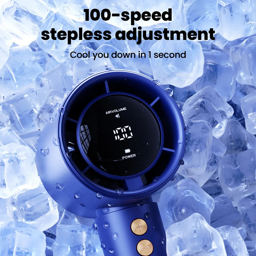 Portable Mini Handheld Fan Type C Rechargeable Digital Display Fan High-Speed Electric Cooling Fan Desktop Outdoor Small Fans
