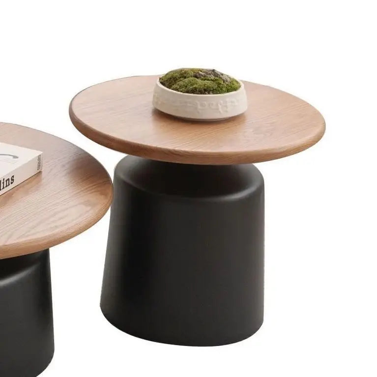 Wooden Round Coffee Table  Minimalist Bedside Stand  Creamy Nordic Living Room and Balcony Side Table for Small Spaces
