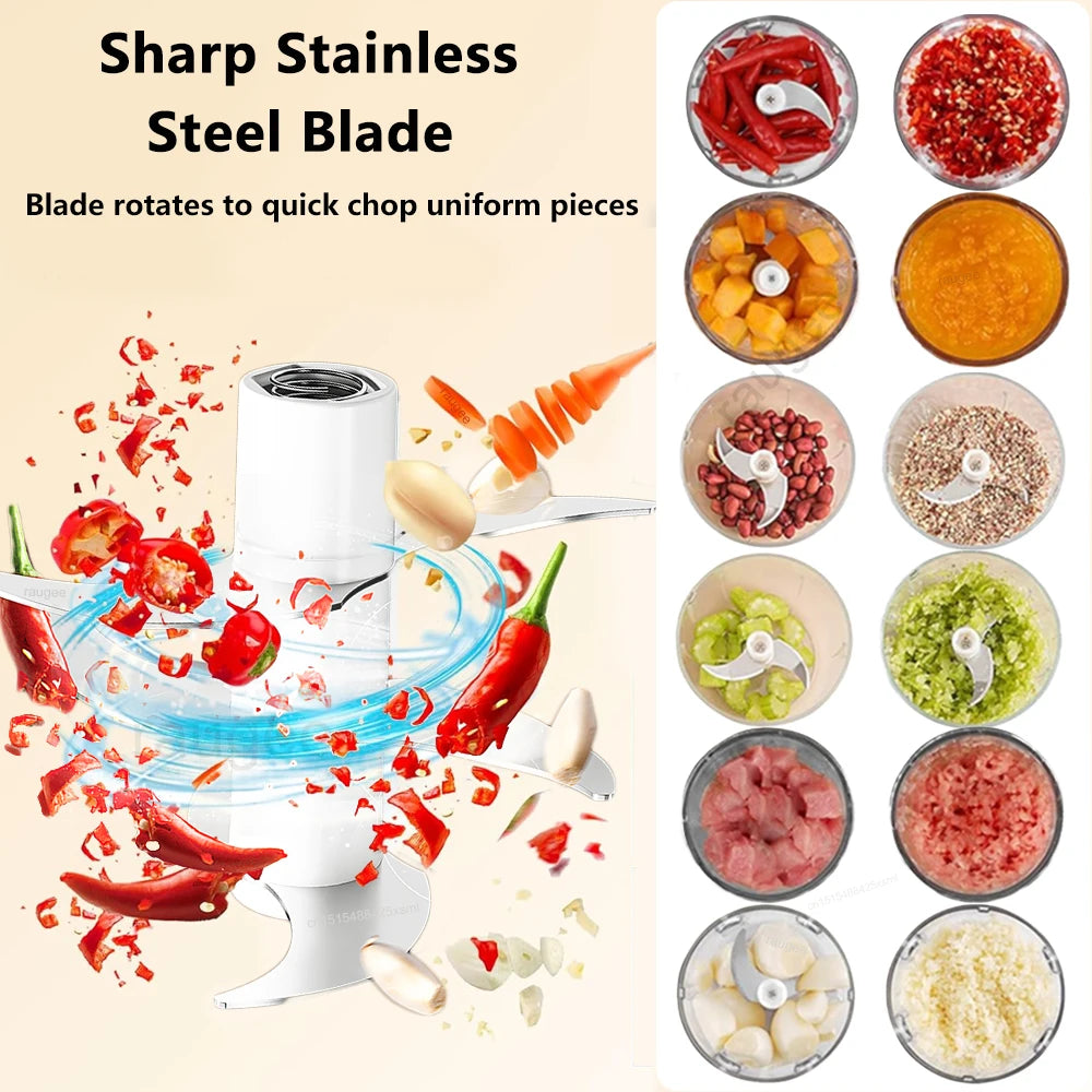 Electric Food Chopper 320ml Electric Garlic Chopper USB Rechargeable Meat Grinder Garlic Press Portable Blender