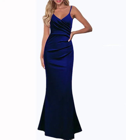 Spring and summer new style dress, pure color slim slim sash swing dress
