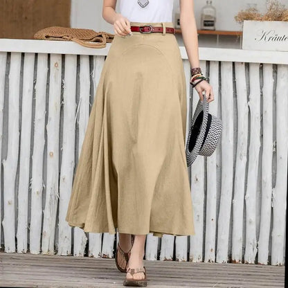 ZANZEA 2024 Summer Casual Midi Skirts Women A-line Oversized Patchwork Skirt Solid Color Bottom Ladies Zipper High Waist Skirt