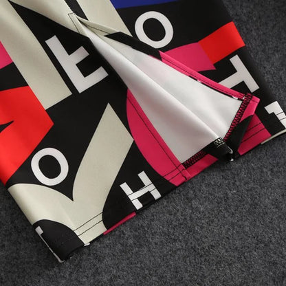 New Spring and Summer Women's Splicing Contrast Color High Waist Skinny Bag Hip Letter Korean Fashion Casual Commuter Skirt