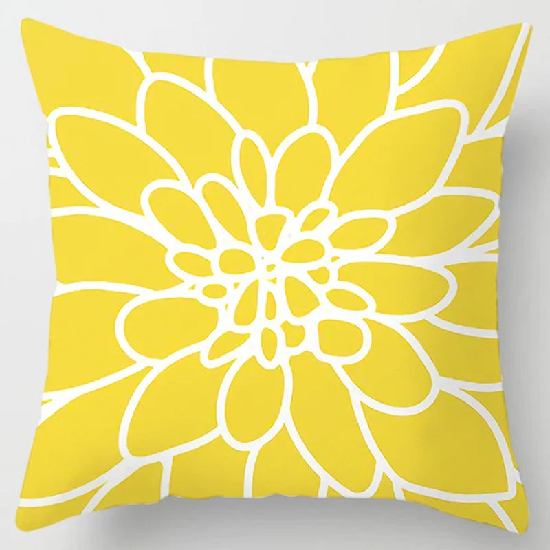 Modern Simple Yellow Flower Pillowcase Home Sofa  Lumbar   Cushion  Pillow