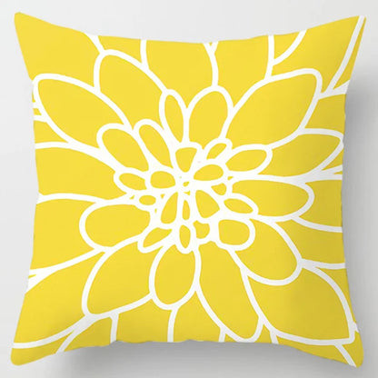 Modern Simple Yellow Flower Pillowcase Home Sofa  Lumbar   Cushion  Pillow