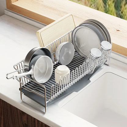 Dish Drying Rack with Drainboard, Dish Rack for Kitchen Counter, Dish Drainer Rack with Utensil Holder, Kitchen Organization